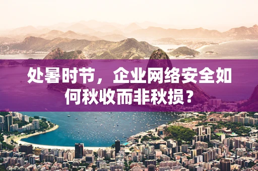 处暑时节，企业网络安全如何秋收而非秋损？