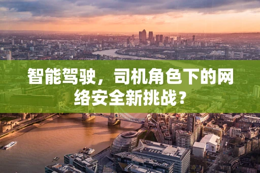 智能驾驶，司机角色下的网络安全新挑战？