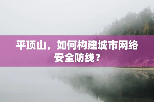 平顶山，如何构建城市网络安全防线？